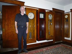 Steve next to some of his master clocks