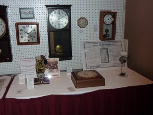 A display of member self winding clocks 