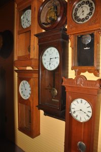 Electro-mechanical clocks and spring driven recorders.